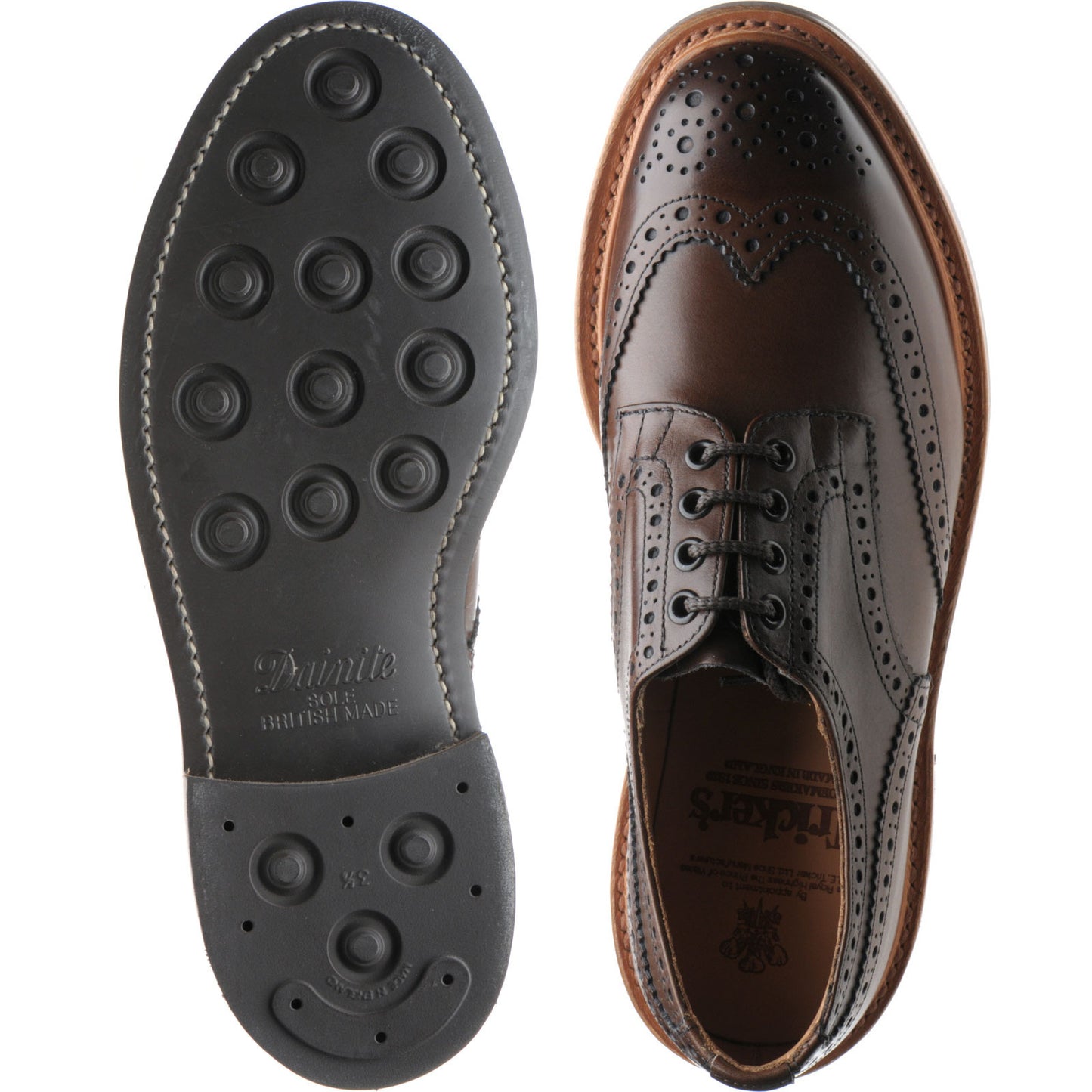 Product image for Trickers Bourton (Rubber) mens rubber-soled brogues in coffee burnished calf