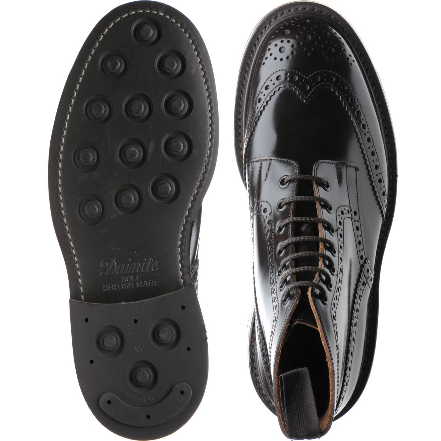 Product image for Trickers Stow (Rubber) mens rubber-soled brogue boots in dark brown bookbinder