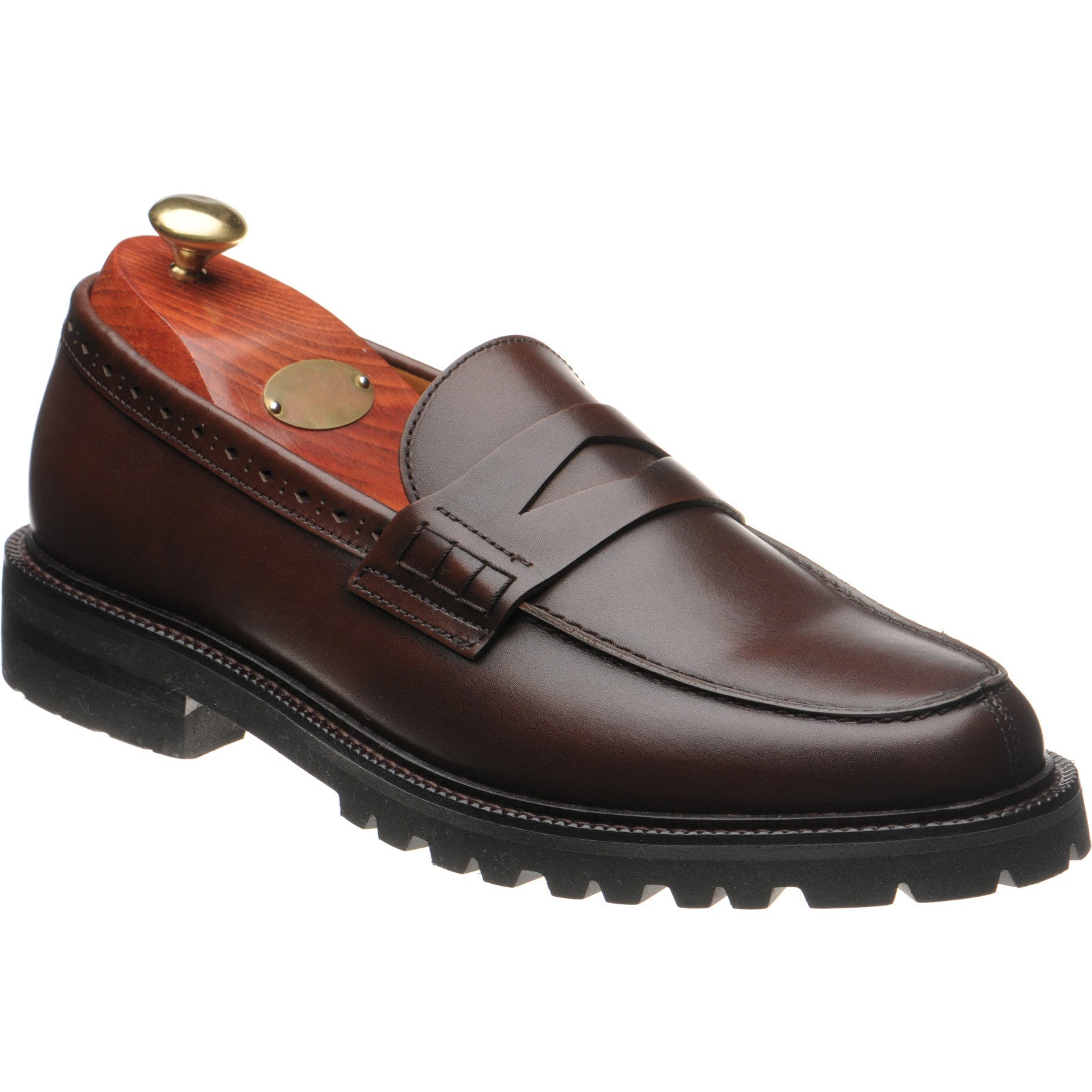 Wildsmith Model 55 mens rubber-soled loafers in dark brown calf