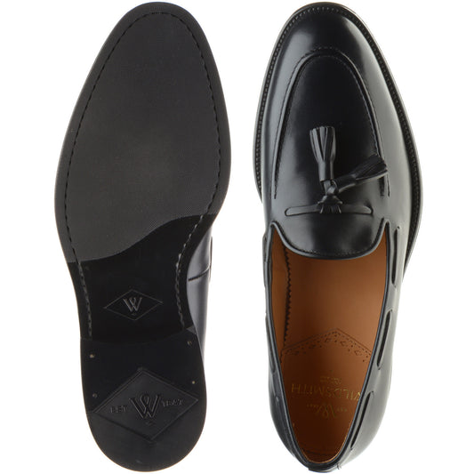 Product image for Wildsmith Model 82 mens tasselled loafers in black calf