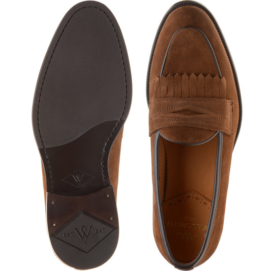 Product image for Wildsmith Model 8 mens loafers in dark tan suede