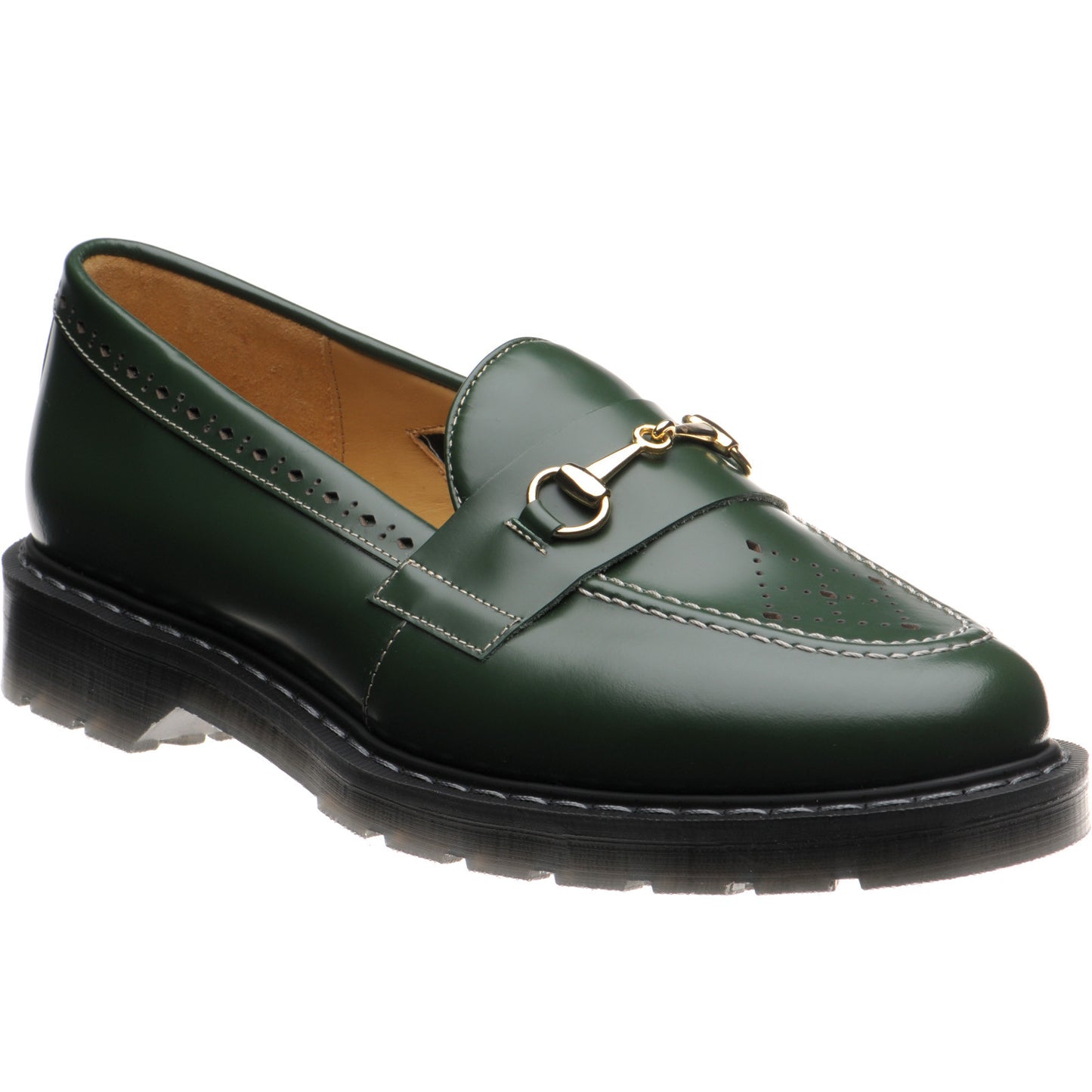 Product image for Wildsmith Model Penny mens rubber-soled loafers in green hi shine