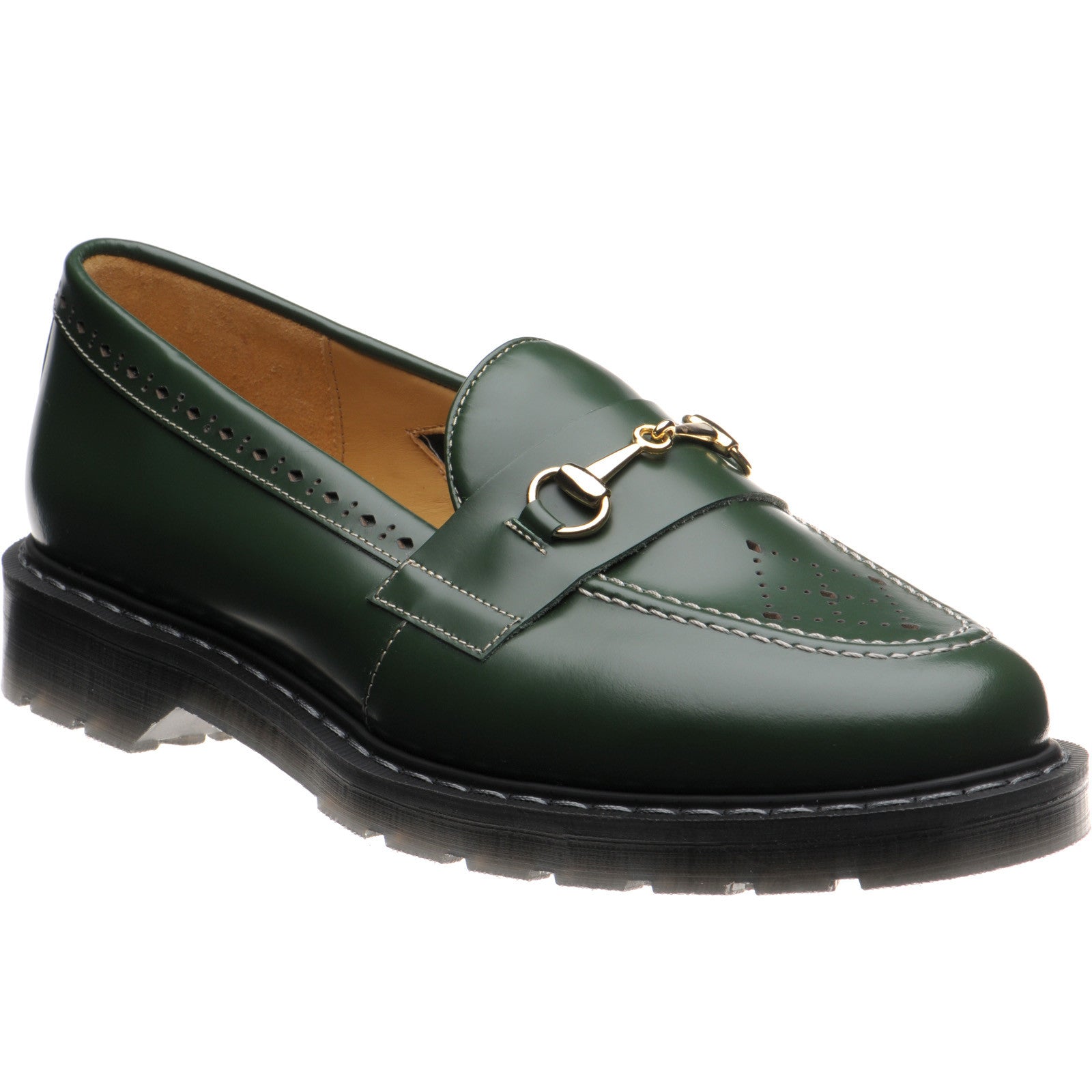 Product image for Wildsmith Model Penny mens rubber-soled loafers in green hi shine