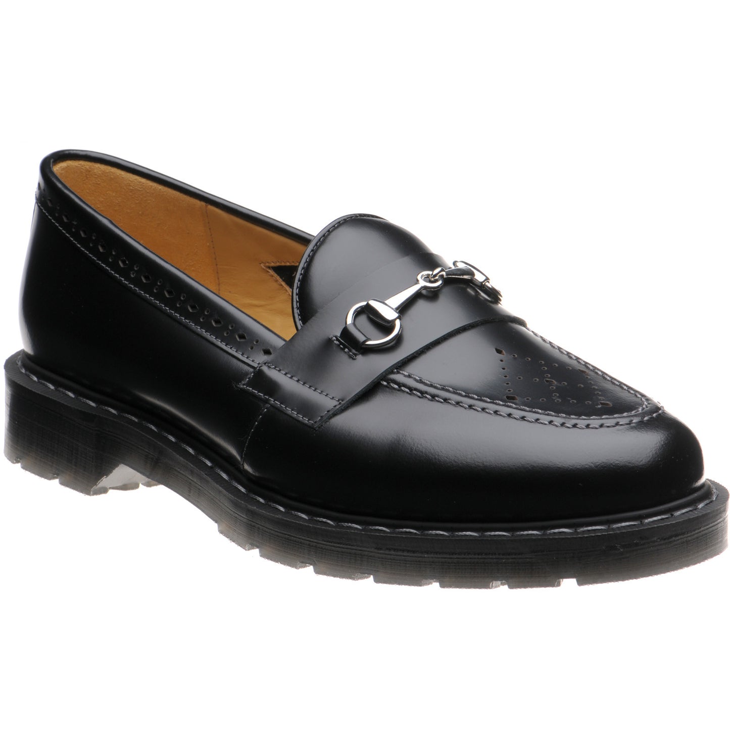 Product image for Wildsmith Model Penny mens rubber-soled loafers in black hi shine