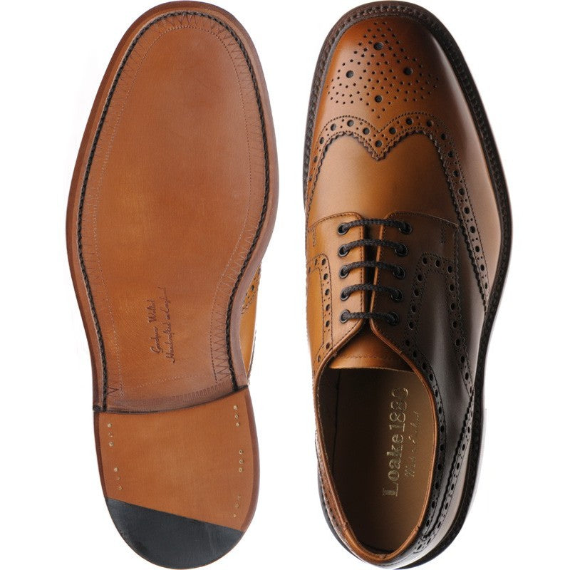 Loake Chester mens brogues in tan burnished calf – Herring Shoes