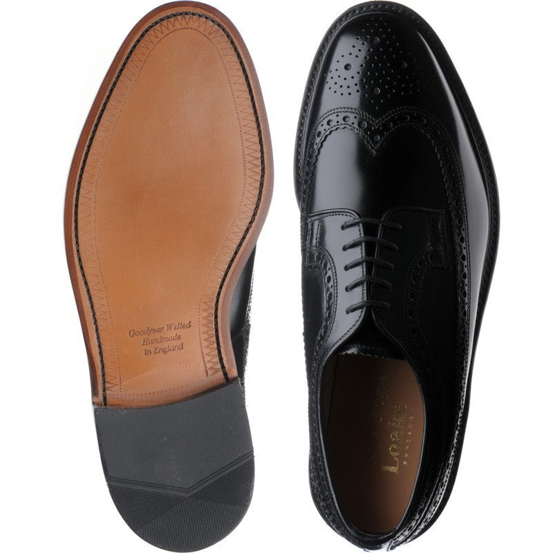 Loake Royal mens brogues in black polished – Herring Shoes