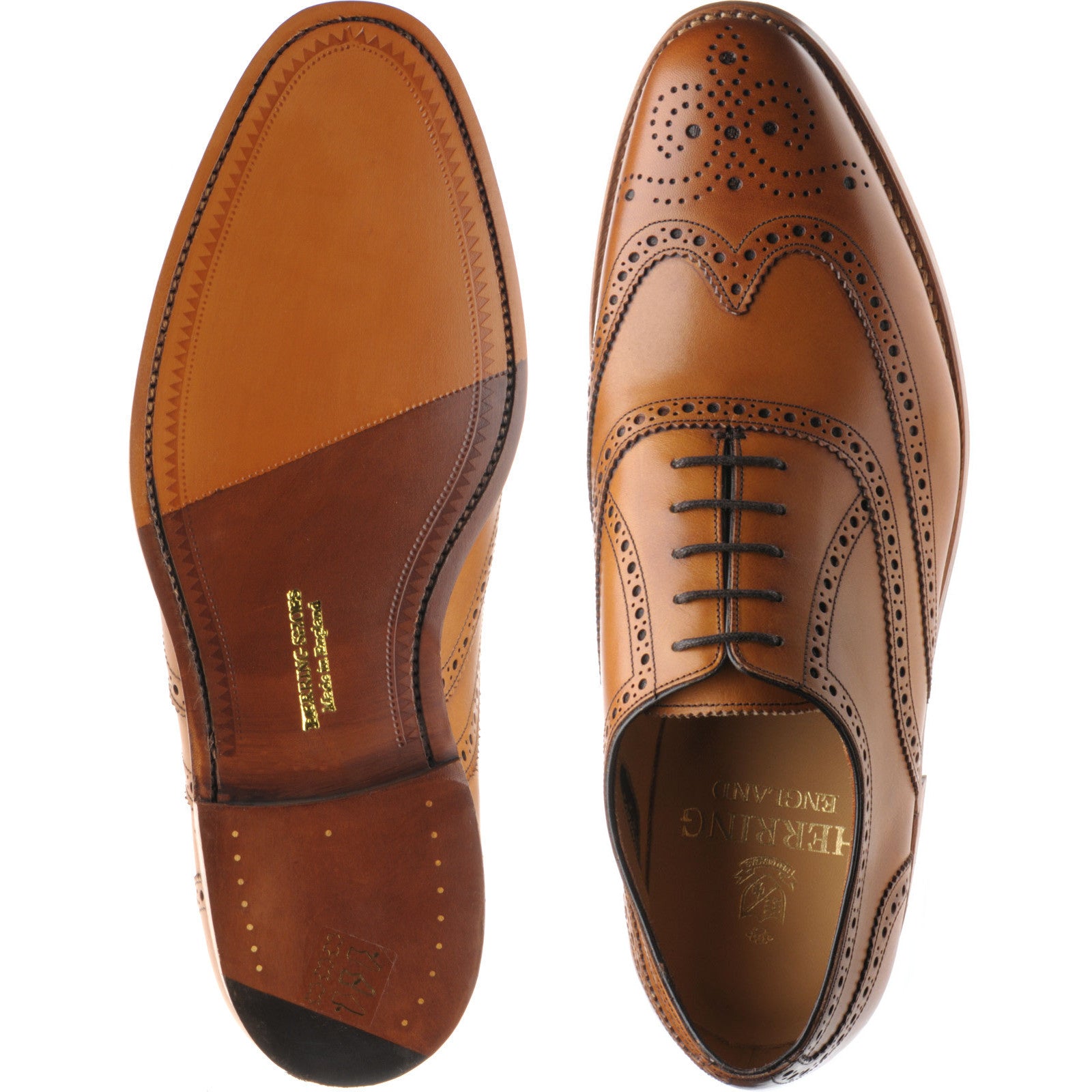 Herring Carnaby mens brogues in chestnut calf – Herring Shoes