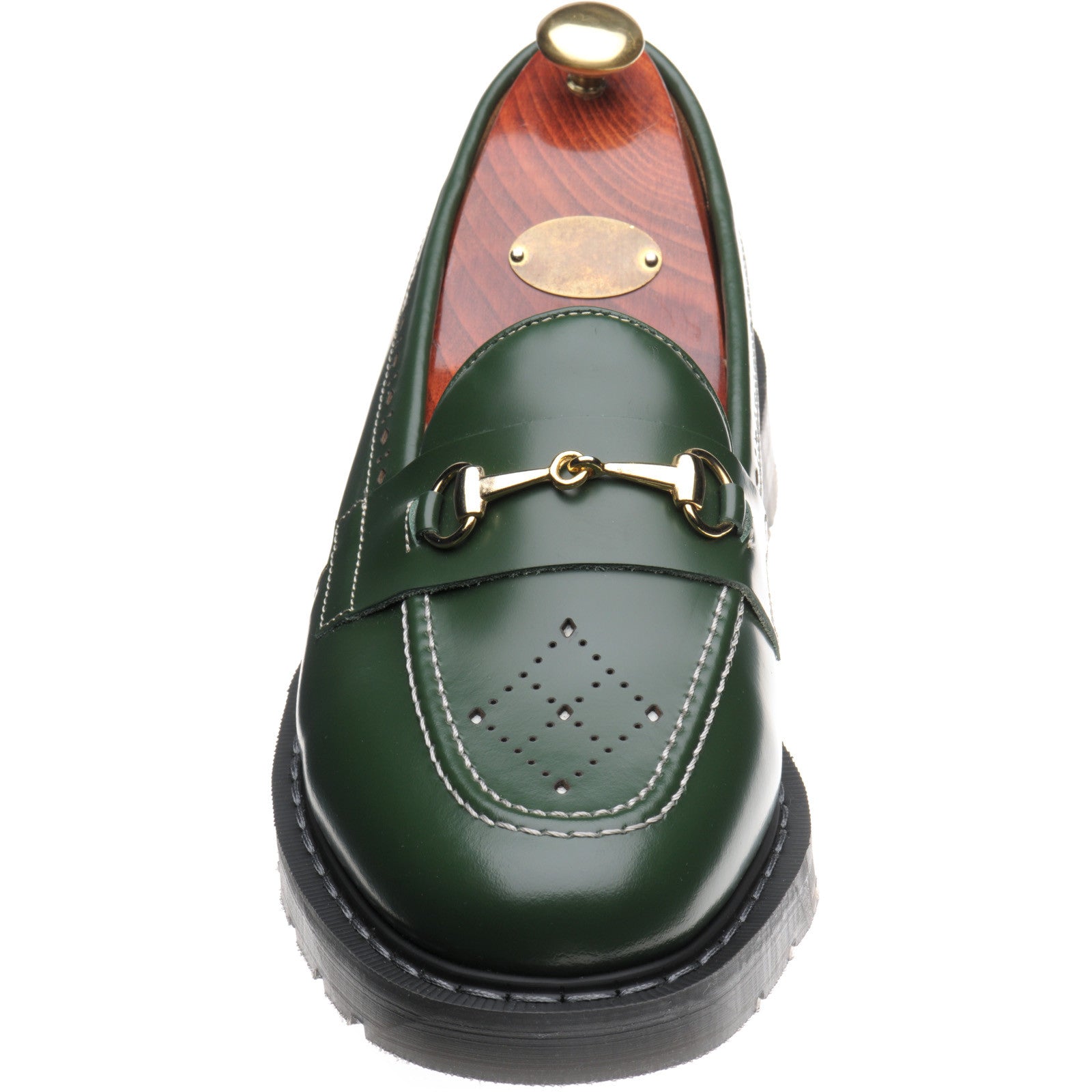 Product image for Wildsmith Model Penny mens rubber-soled loafers in green hi shine