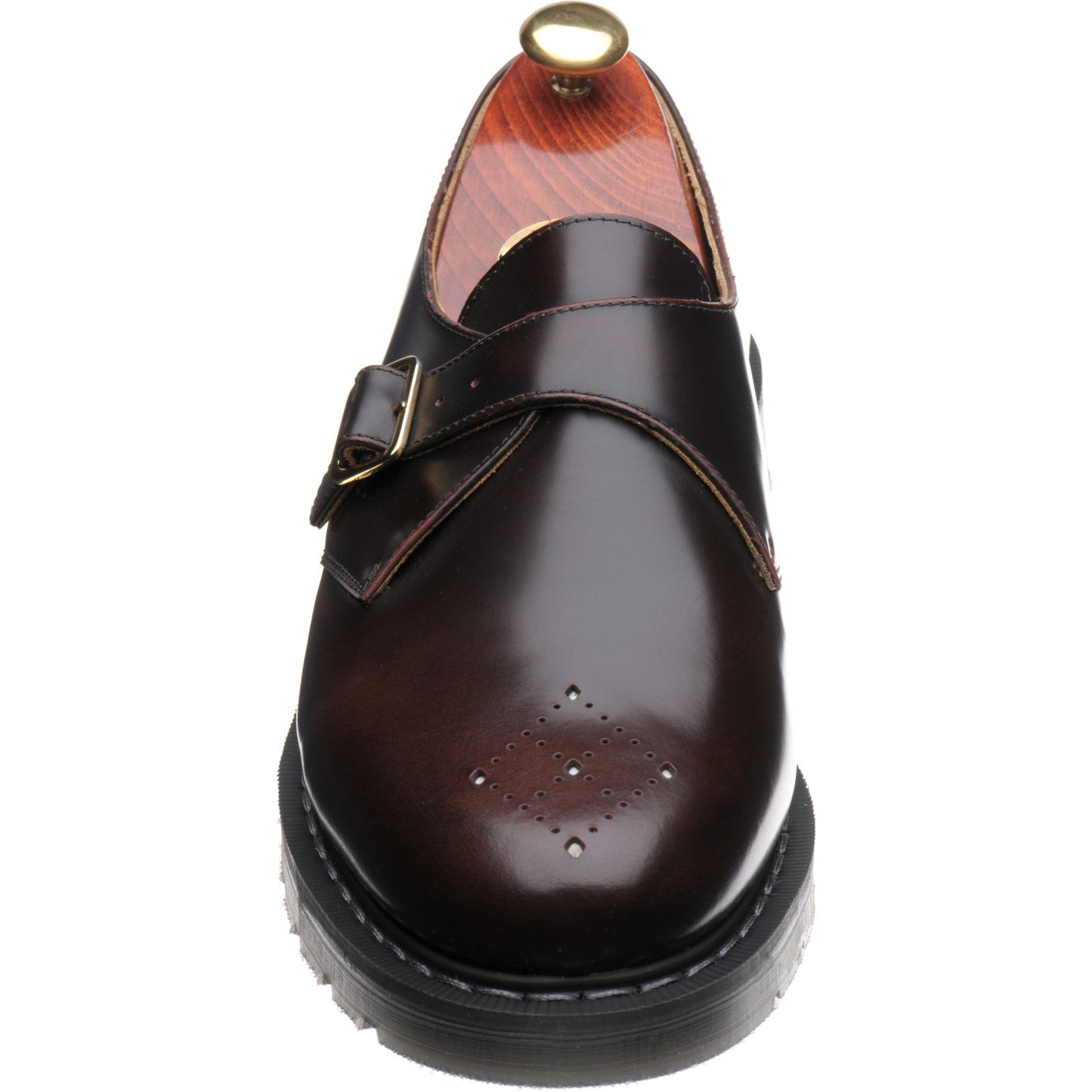 Product image for Wildsmith Model Monk mens rubber-soled monk shoes in burgundy rub off