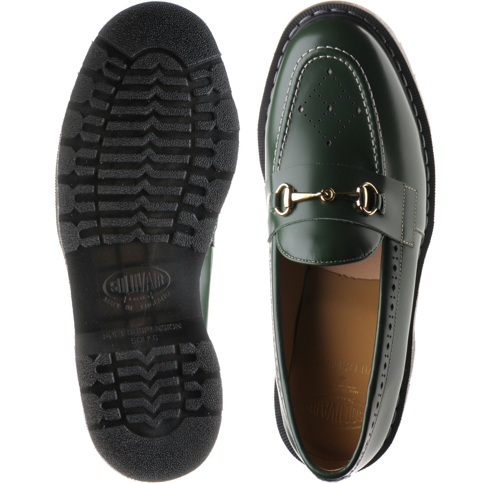 Product image for Wildsmith Model Penny mens rubber-soled loafers in green hi shine