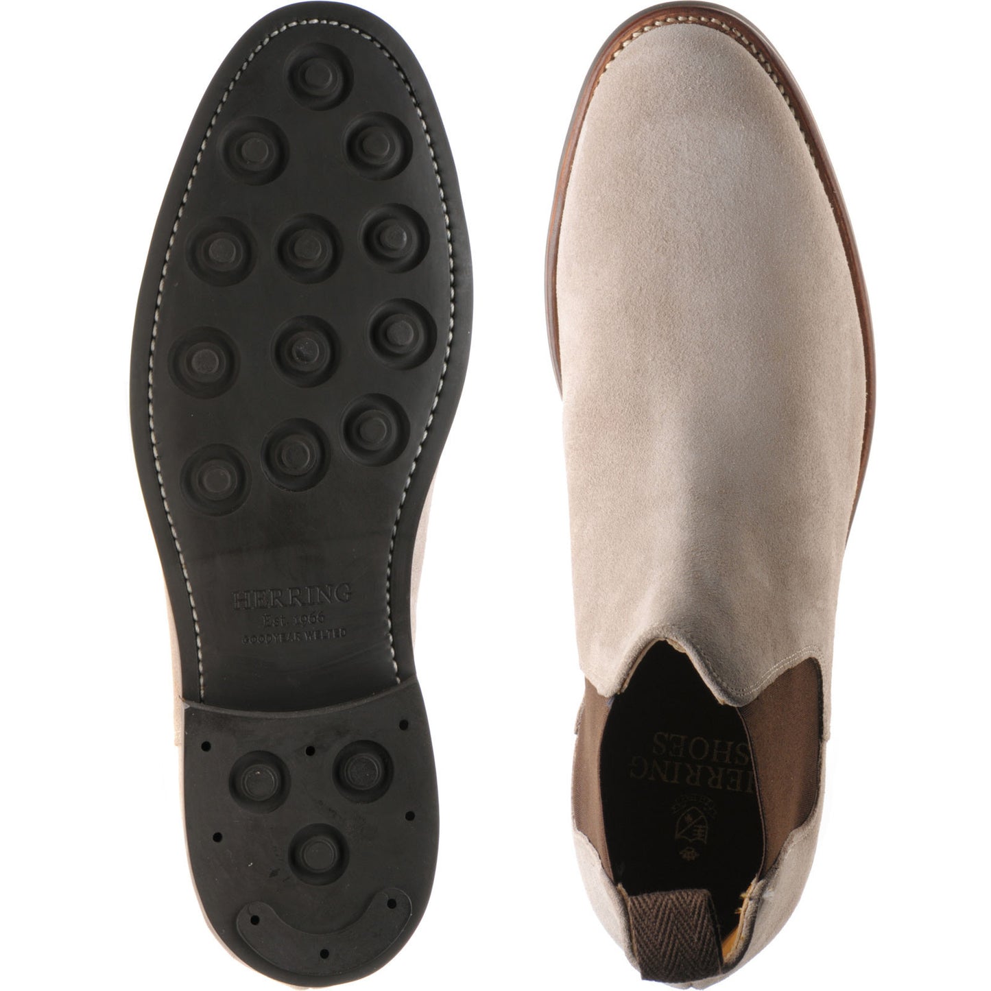 Product image for Herring Sittaford Rubber mens rubber-soled Chelsea boots in stone suede