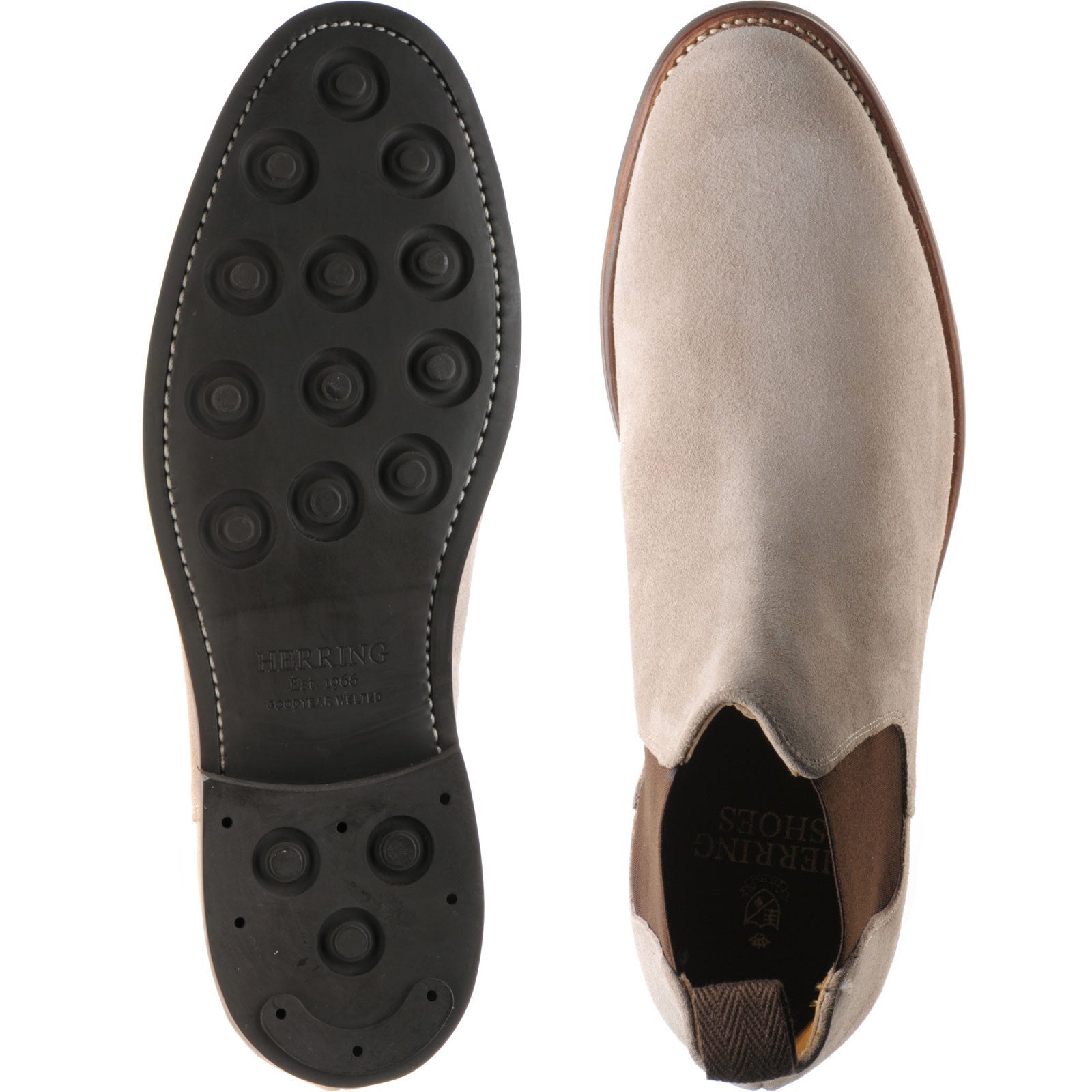 Product image for Herring Sittaford Rubber mens rubber-soled Chelsea boots in stone suede