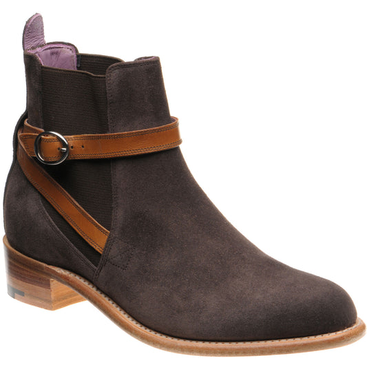 Product image for Barker Alexandra ladies boots in brown suede and cedar strap