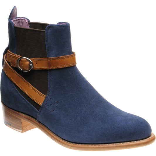 Product image for Barker Alexandra ladies boots in navy suede and cedar strap