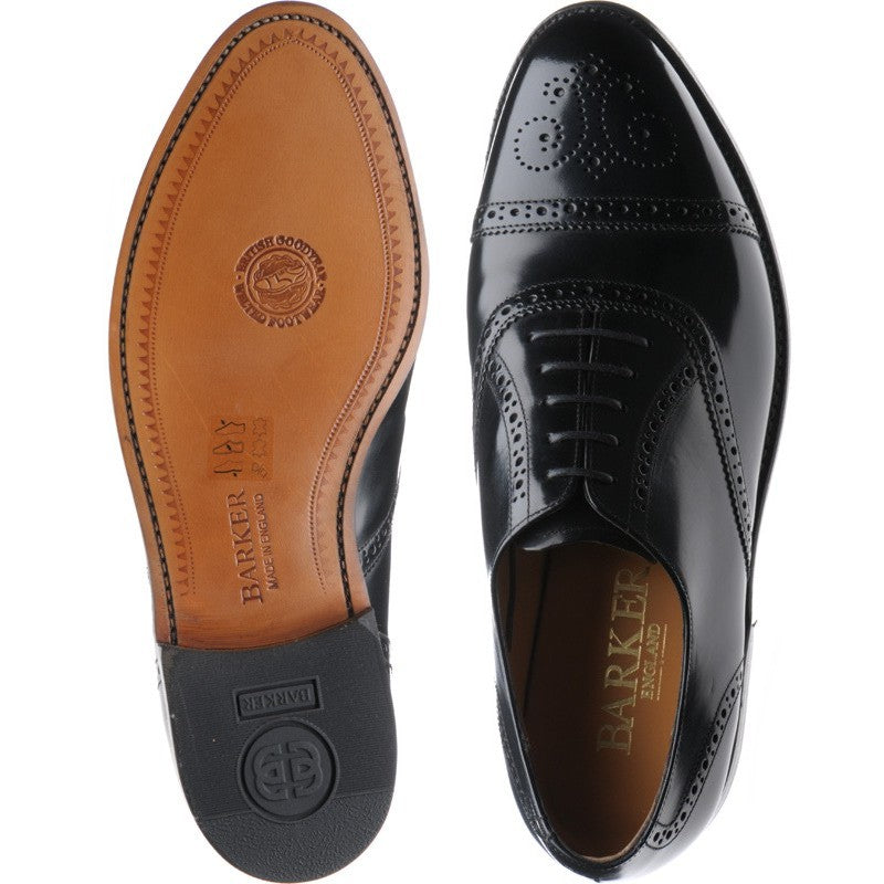 Product image for Barker Alfred mens semi-brogues in black polished (second)