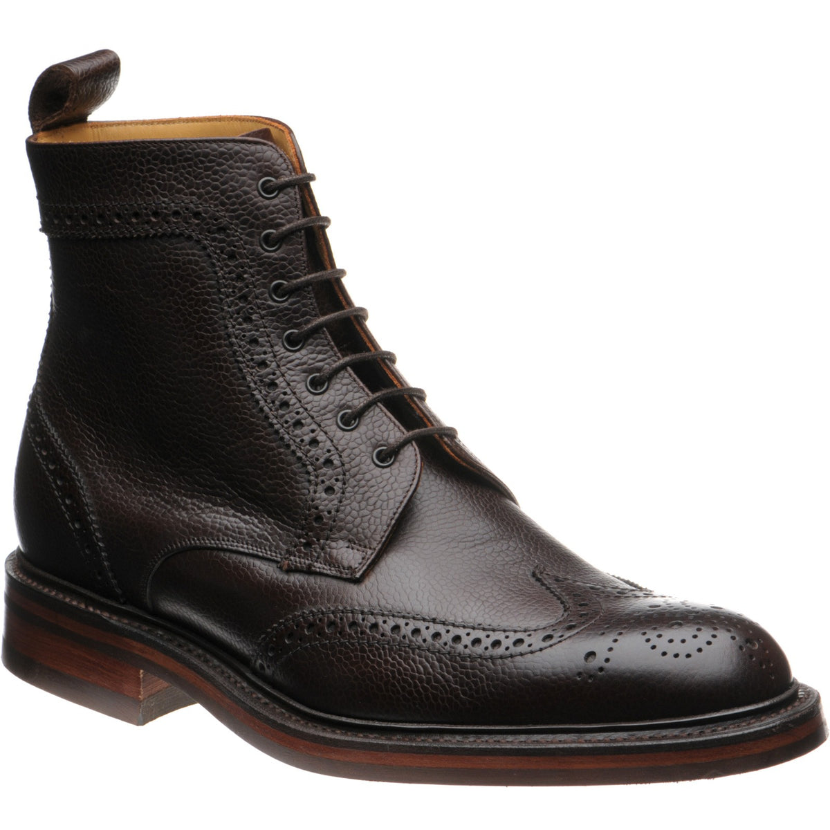 Calder rubber soled brogue boots dark grain