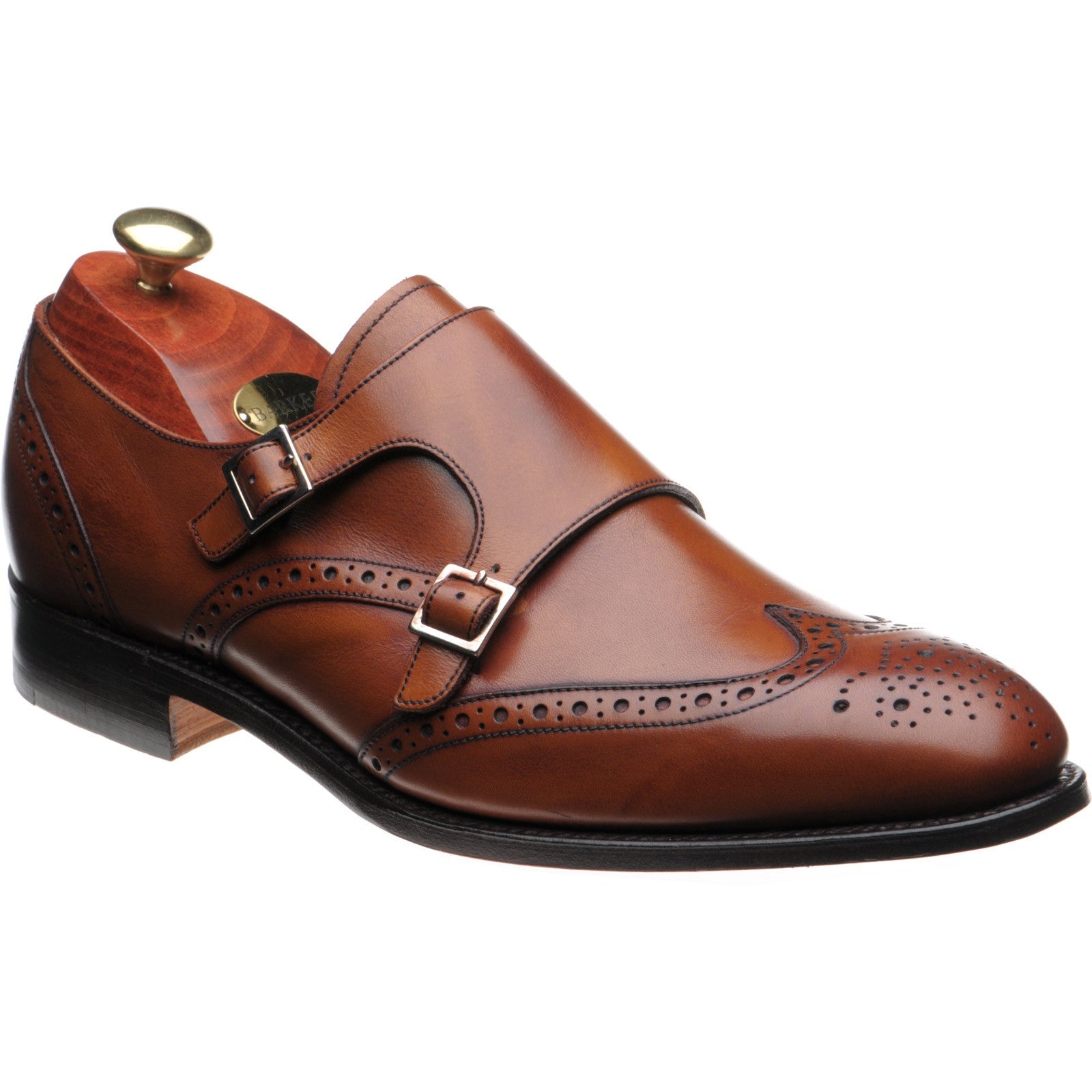 Fleet double monk shoes antique rosewood calf