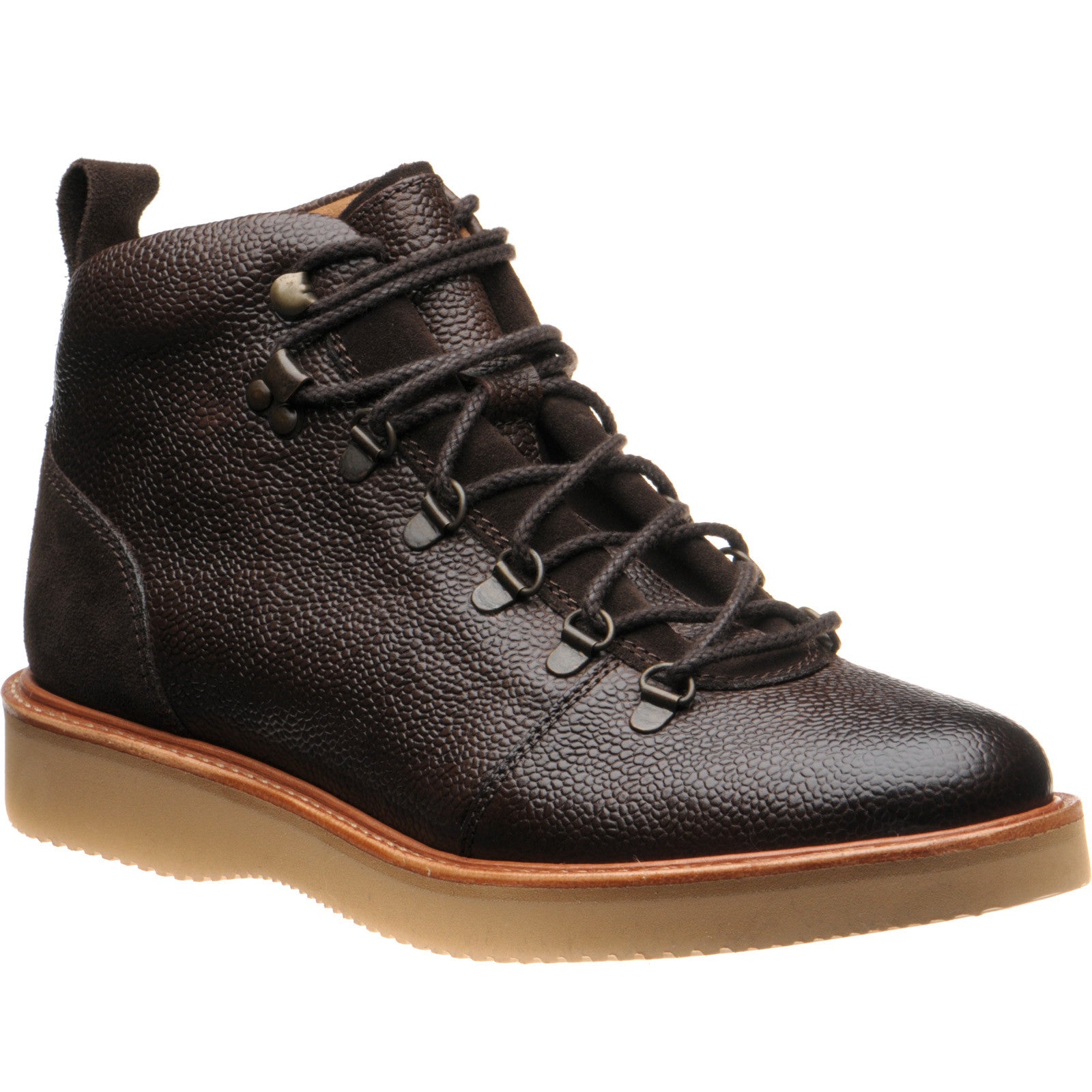 Product image for Barker Frank mens rubber-soled boots in choc grain and burish suede