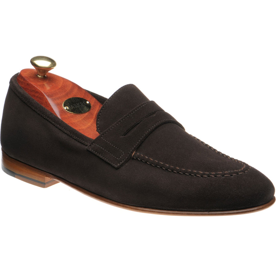 Product image for Barker Ledley mens loafers in dark chocolate suede