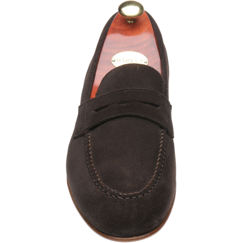 Product image for Barker Ledley mens loafers in dark chocolate suede