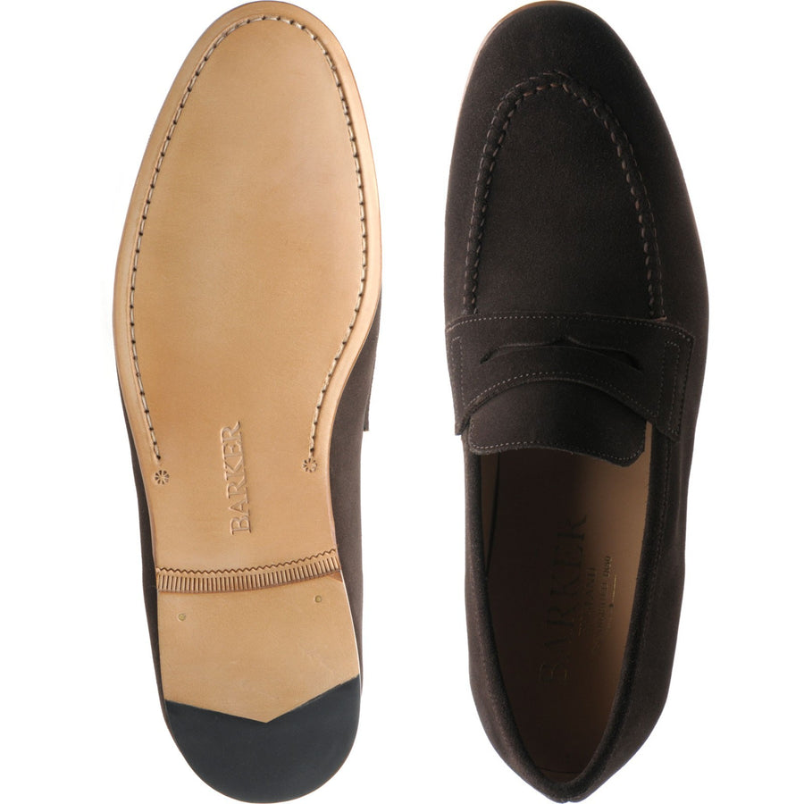 Product image for Barker Ledley mens loafers in dark chocolate suede