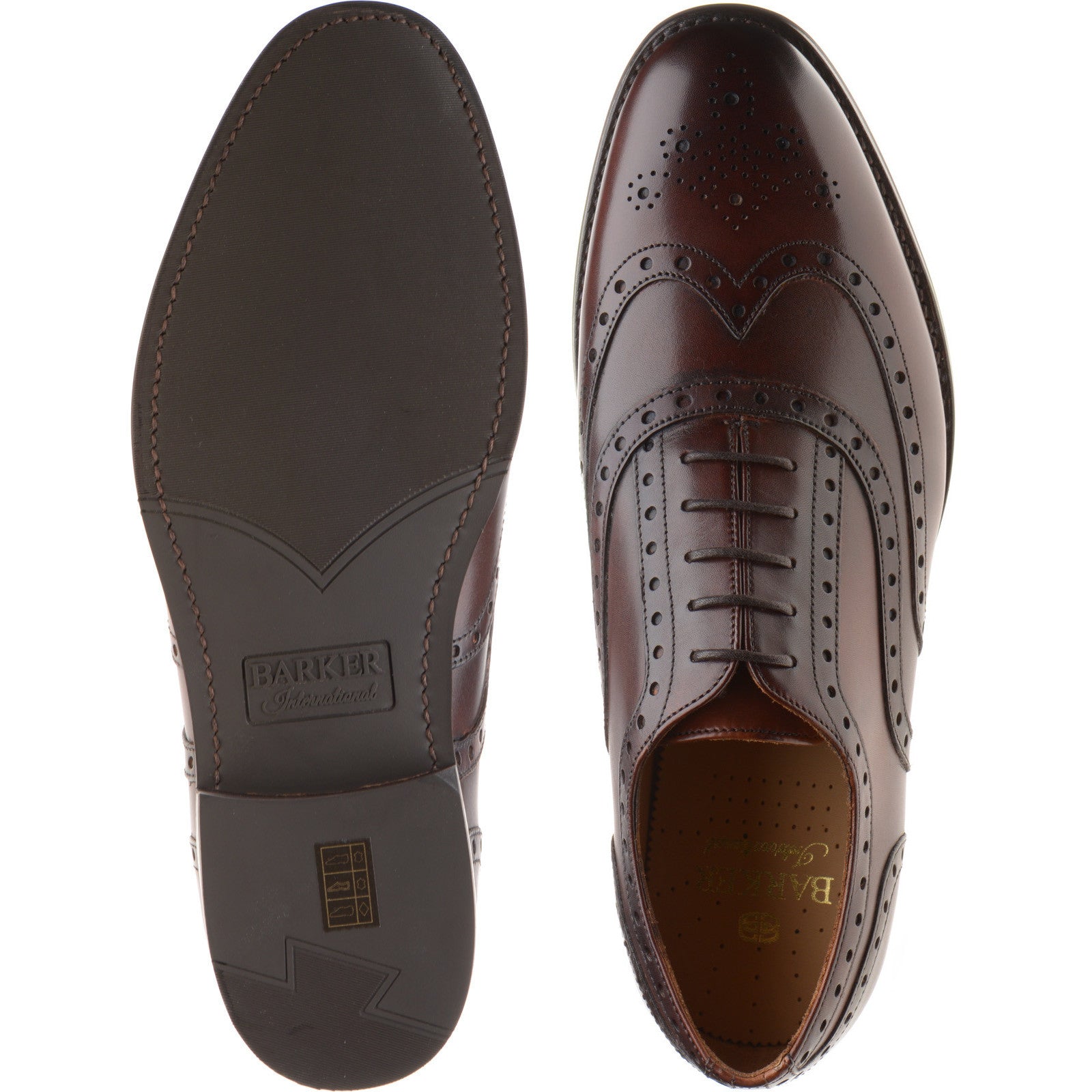 Barker Ossett mens rubber-soled brogues in walnut calf – Herring Shoes