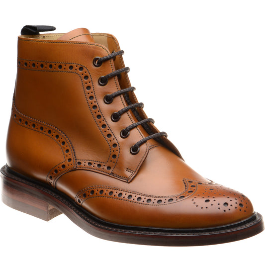 Product image for Barker Pennine mens rubber-soled brogue boots in cedar calf