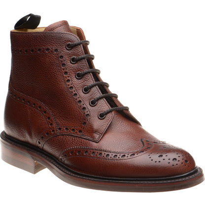 Product image for Barker Pennine mens rubber-soled brogue boots in cherry highland grain
