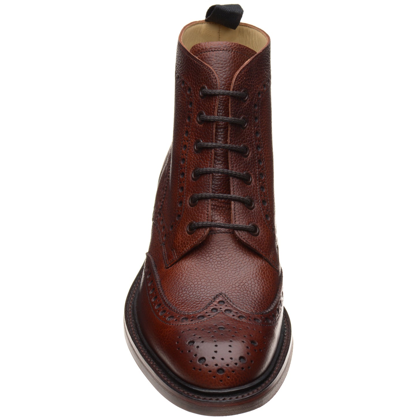 Product image for Barker Pennine mens rubber-soled brogue boots in cherry highland grain