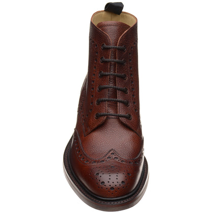 Product image for Barker Pennine mens rubber-soled brogue boots in cherry highland grain