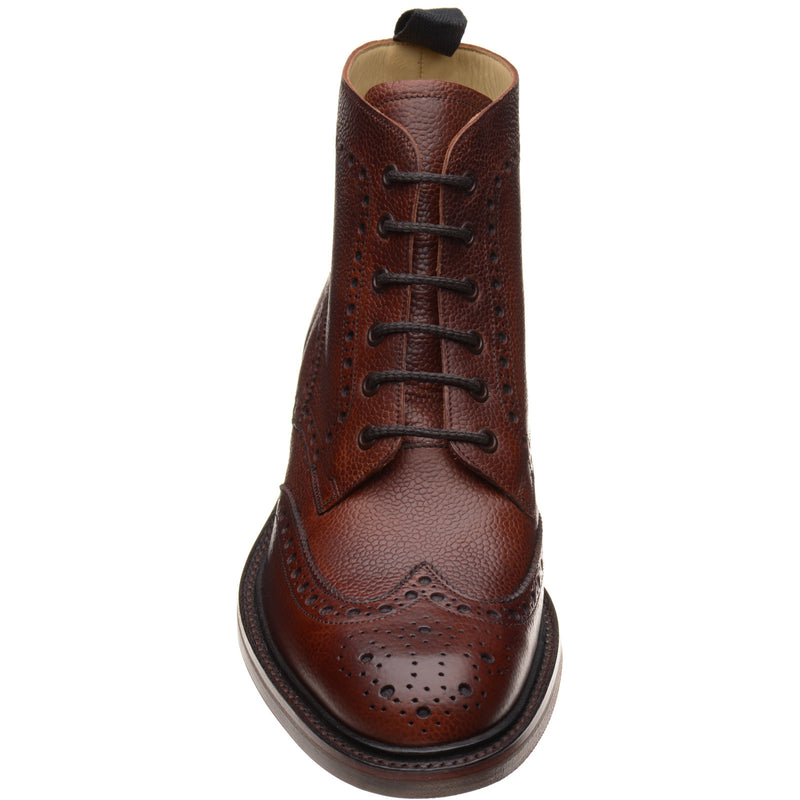 Product image for Barker Pennine mens rubber-soled brogue boots in cherry highland grain