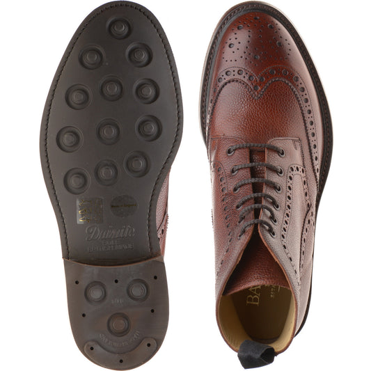Product image for Barker Pennine mens rubber-soled brogue boots in cherry highland grain