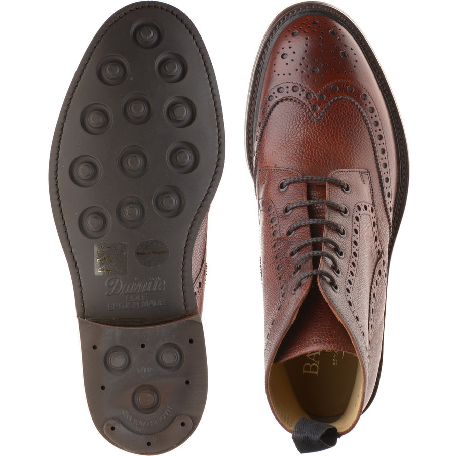 Product image for Barker Pennine mens rubber-soled brogue boots in cherry highland grain