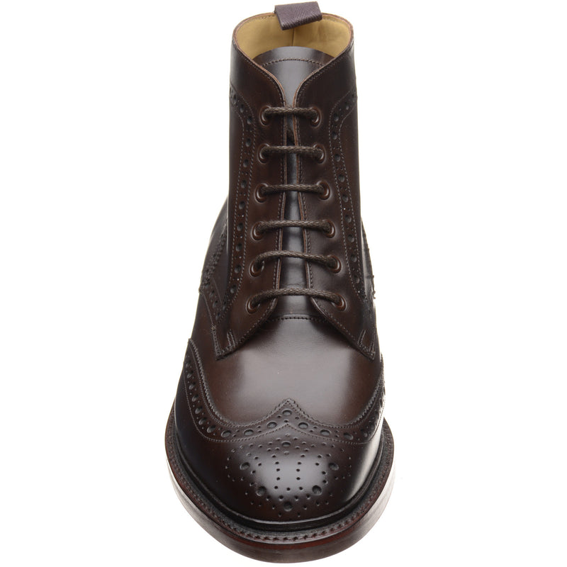 Product image for Barker Pennine mens rubber-soled brogue boots in dark ebano calf
