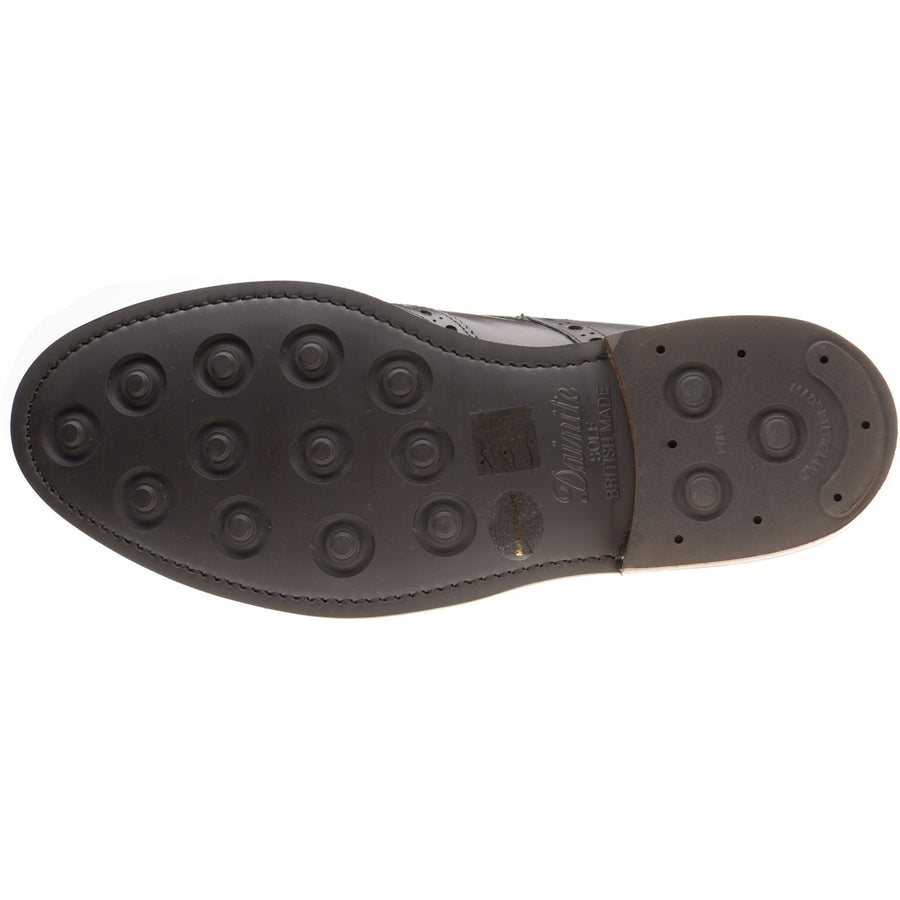 Product image for Barker Pennine mens rubber-soled brogue boots in dark ebano calf