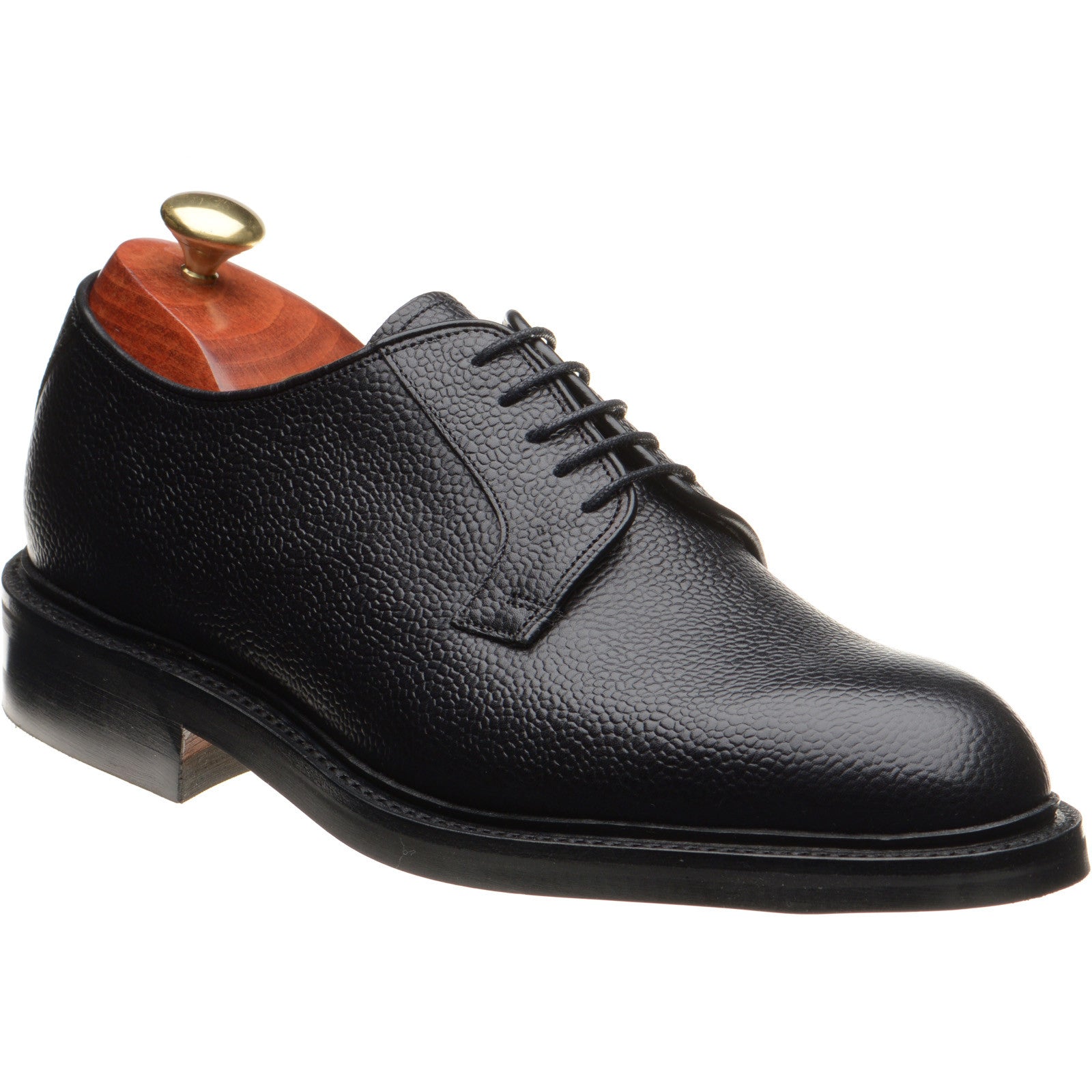 Product image for Barker Penrith mens rubber-soled Derby shoes in black grain