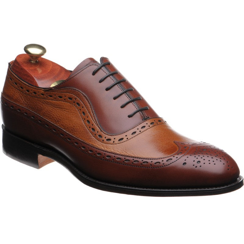Product image for Barker Rochester mens two-tone brogues in rosewood and cedar calf