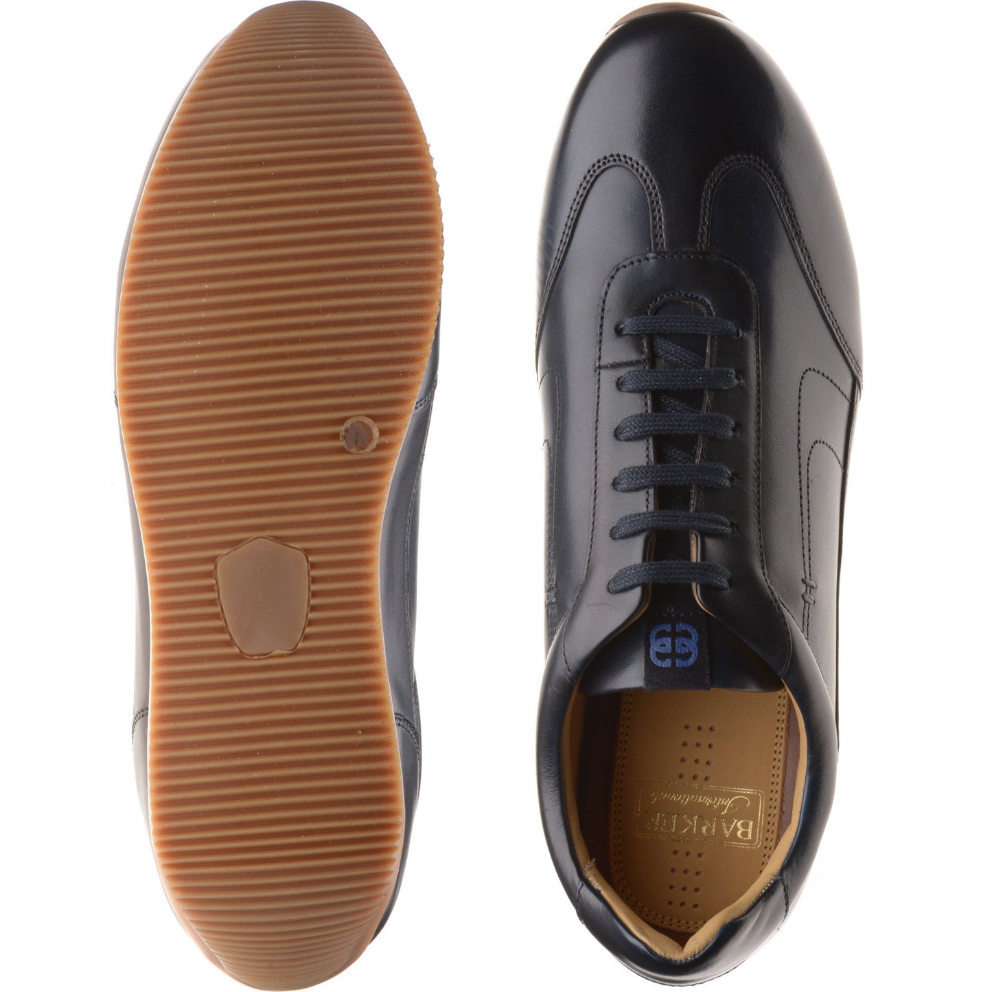 Product image for Barker Sharpe mens rubber-soled in navy calf