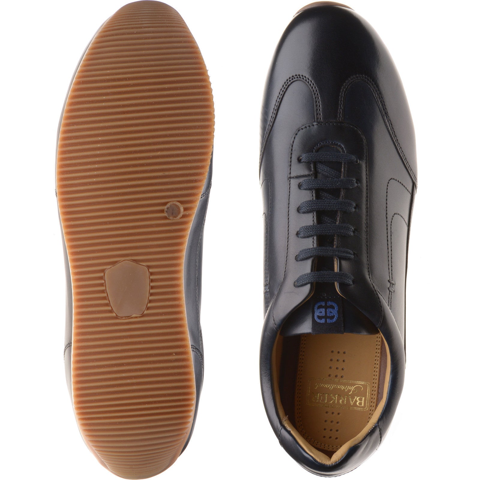 Product image for Barker Sharpe mens rubber-soled in navy calf