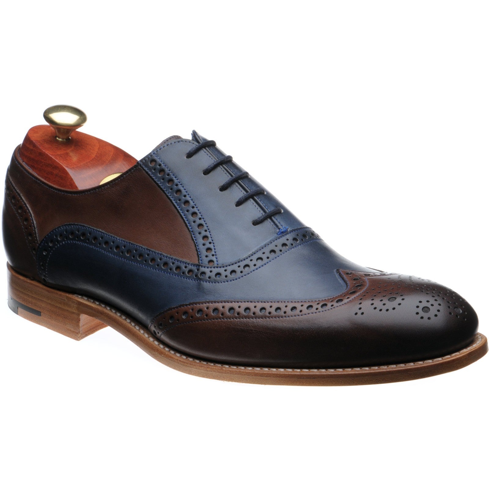 Product image for Barker Valiant in ebony and navy hand painted calf