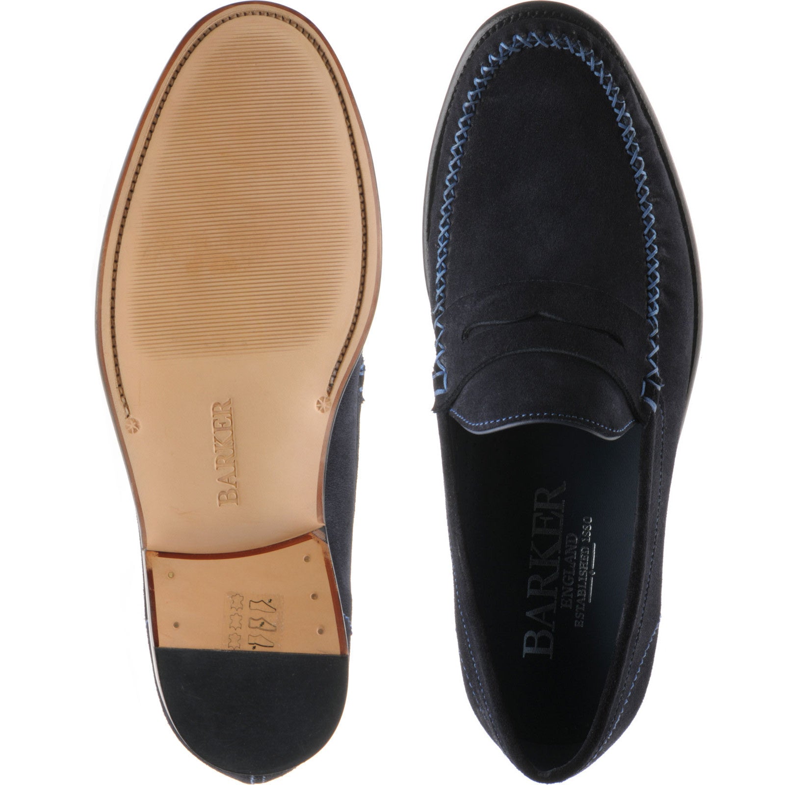 Product image for Barker William in dark navy suede blue stitch