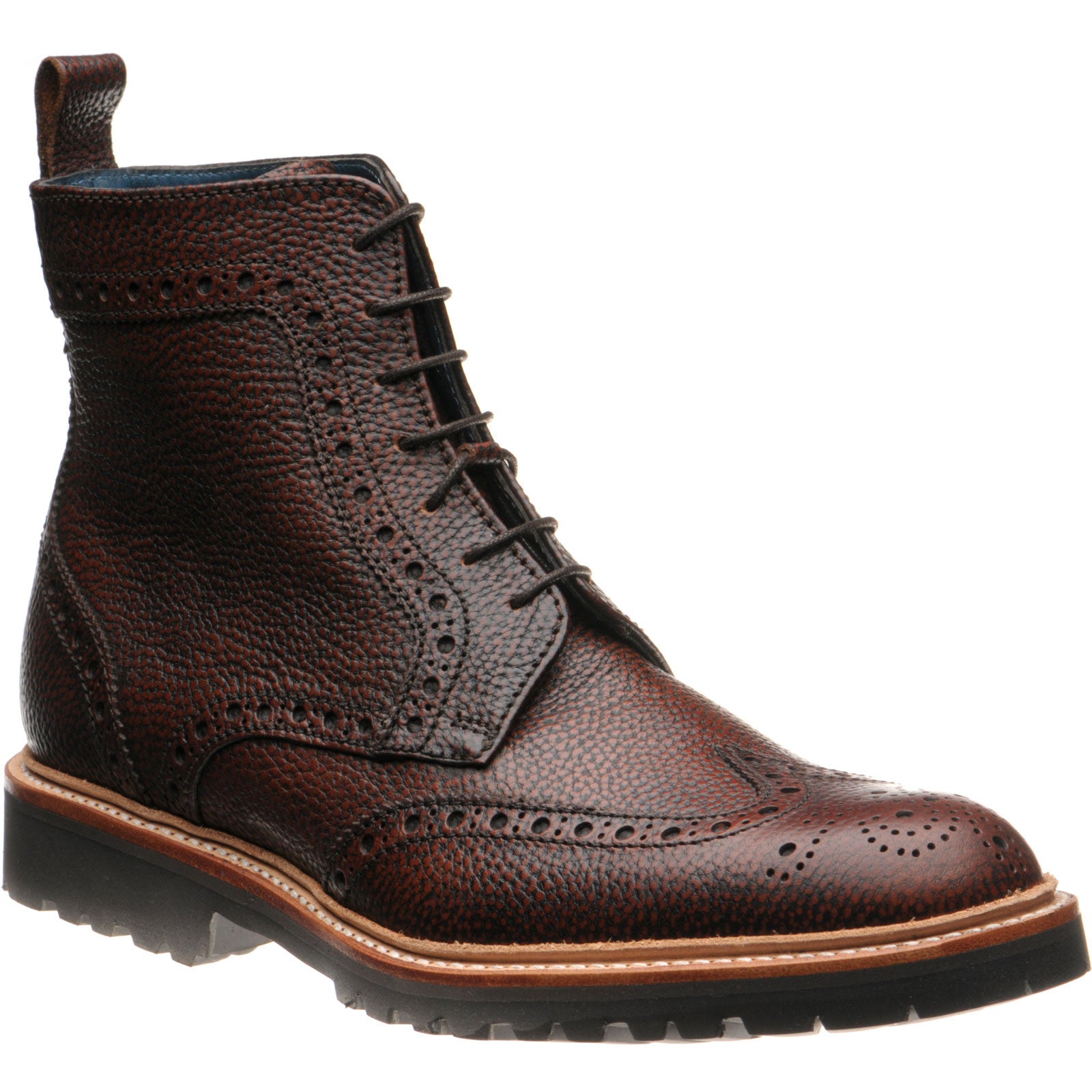 【Ameri VINTAGE】 STUDS WOOD HEEL BABOOSH Barker Woodbury mens rubber-soled brogue boots in antikbox brown