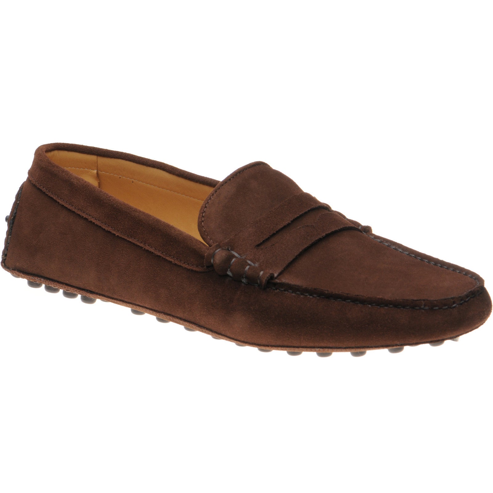 Product image for Carlos Santos 1007 mens rubber-soled driving moccasins in brown suede