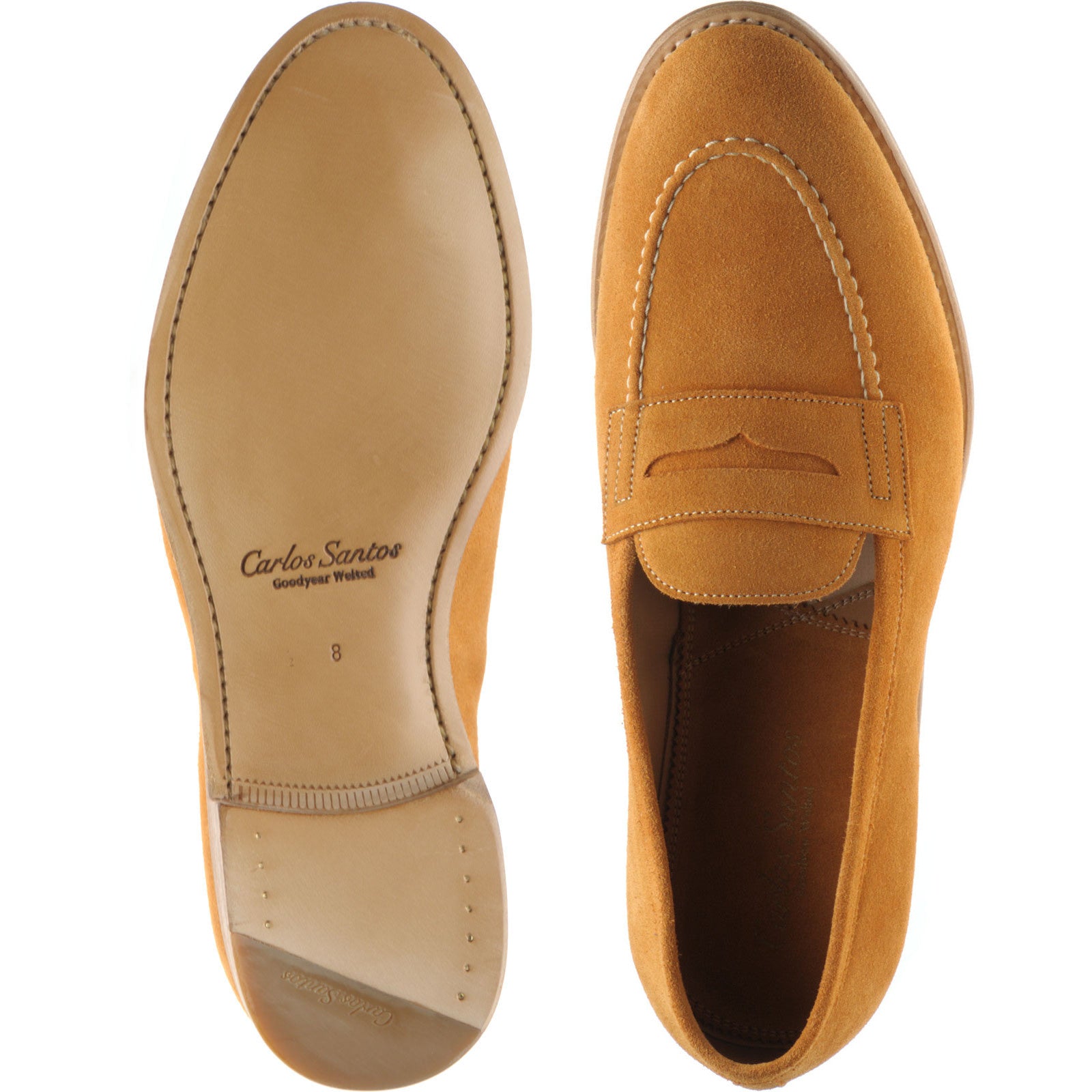 Product image for Carlos Santos 1591 mens loafers in ginger suede (second)