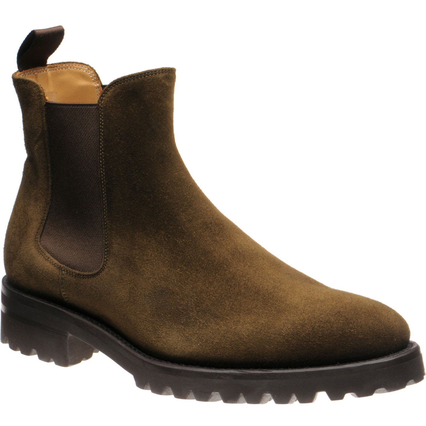 Product image for Carlos Santos 9588 mens rubber-soled Chelsea boots in olive suede