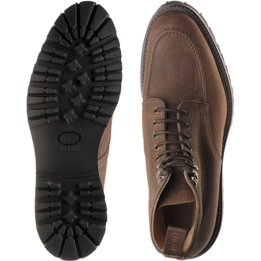 Product image for Cheaney Brixton M mens rubber-soled Derby shoes in brown nubuck grain