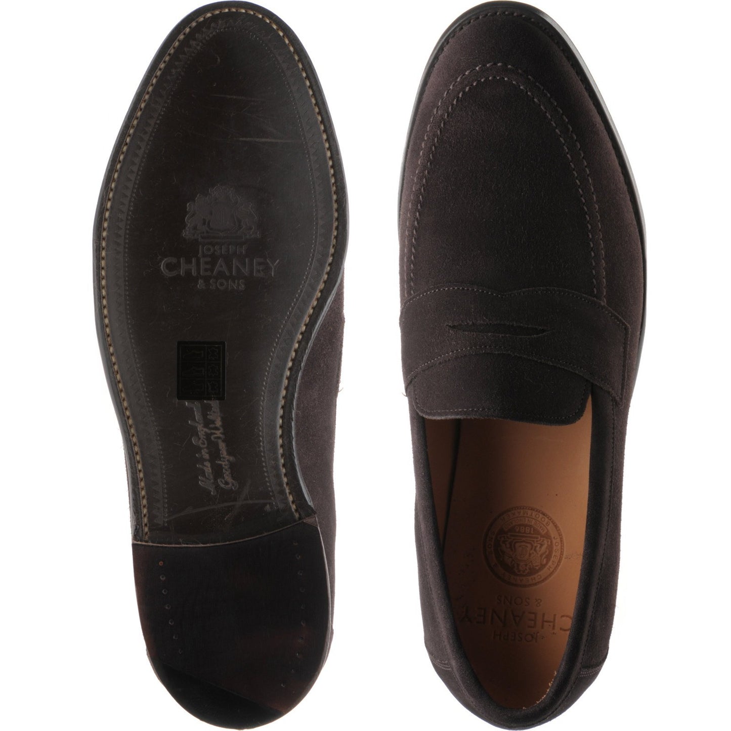 Product image for Cheaney Hadley mens loafers in brown suede (second)