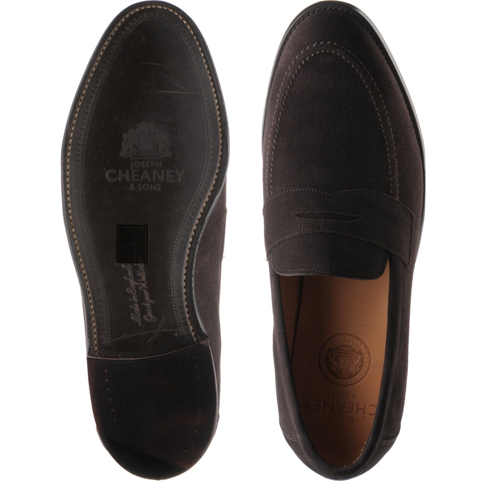 Product image for Cheaney Hadley mens loafers in brown suede (second)