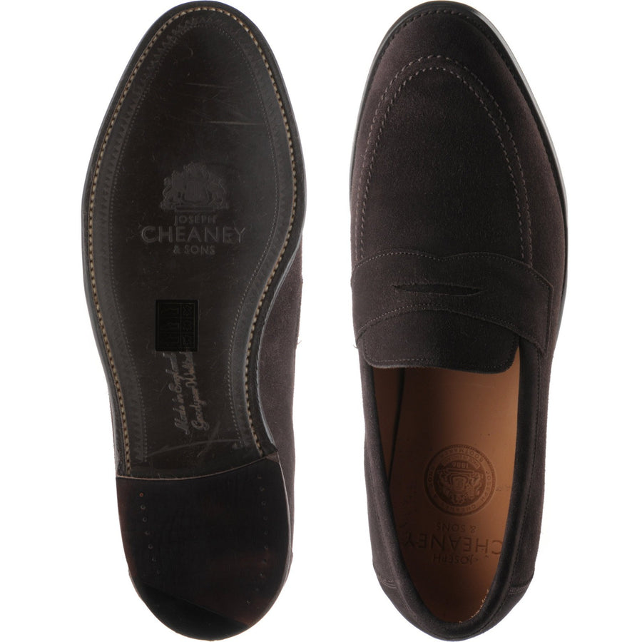 Product image for Cheaney Hadley mens loafers in brown suede (second)