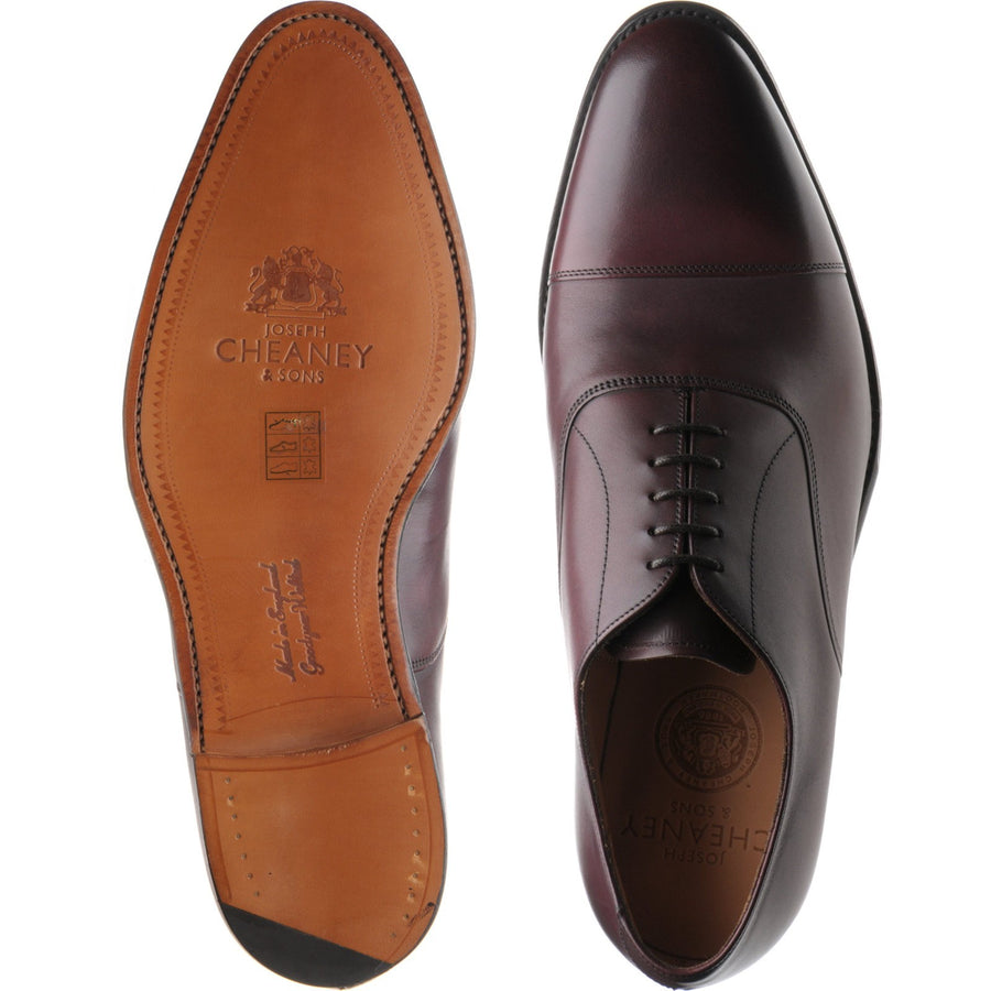 Product image for Cheaney Lime mens Oxfords in burgundy vegano